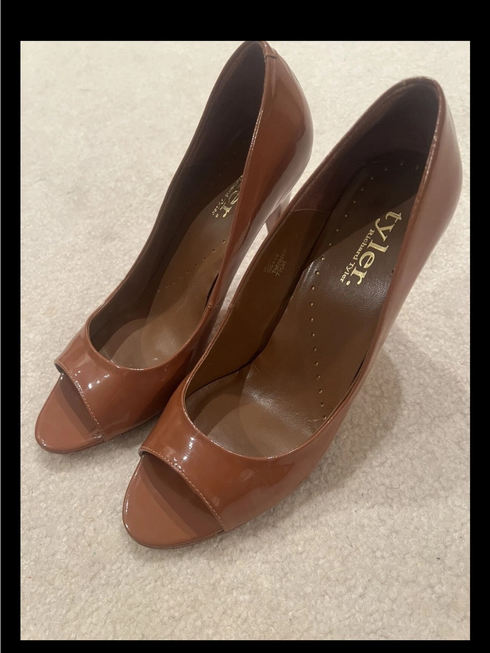 Richard Tyler Brown Patent Peep-Toe Heels